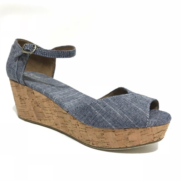 toms denim wedges